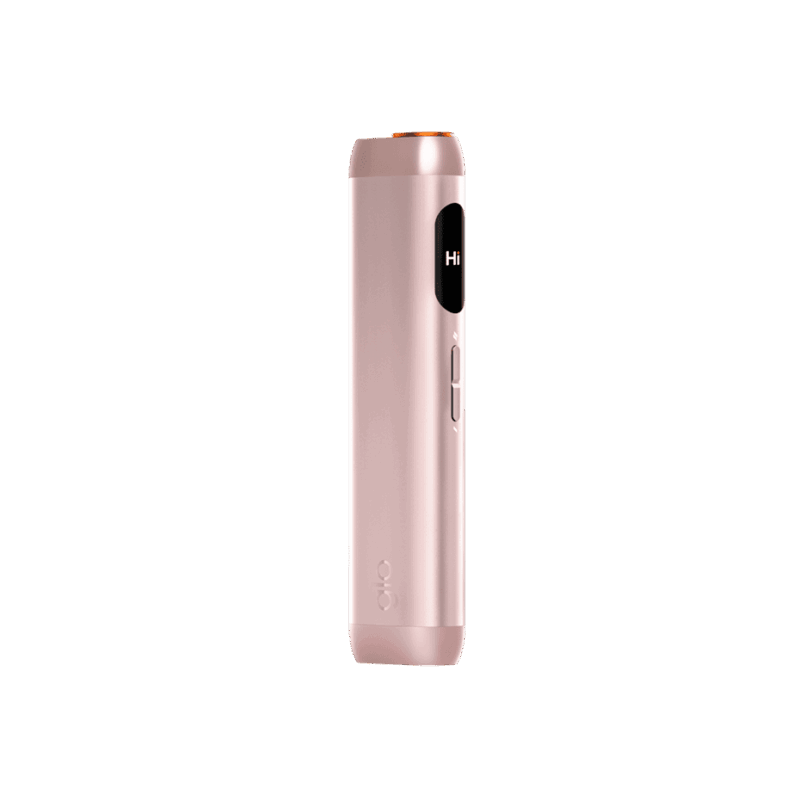 glo Hilo Coral — soft pink-coral HILO heat-not-burn device, 76 g all-in-one