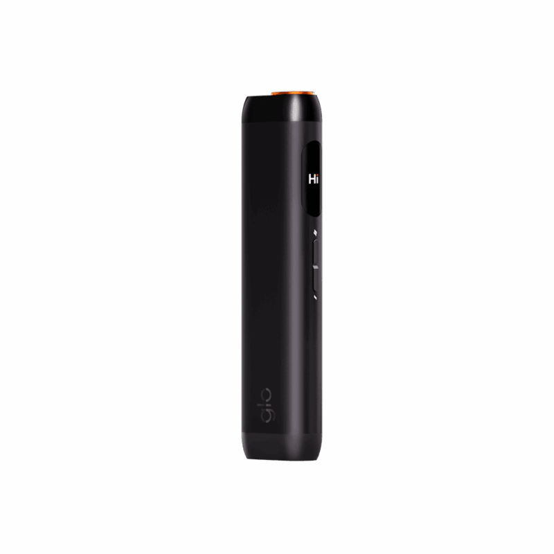 glo Hilo Onyx heated tobacco device — matte-black gemstone shell