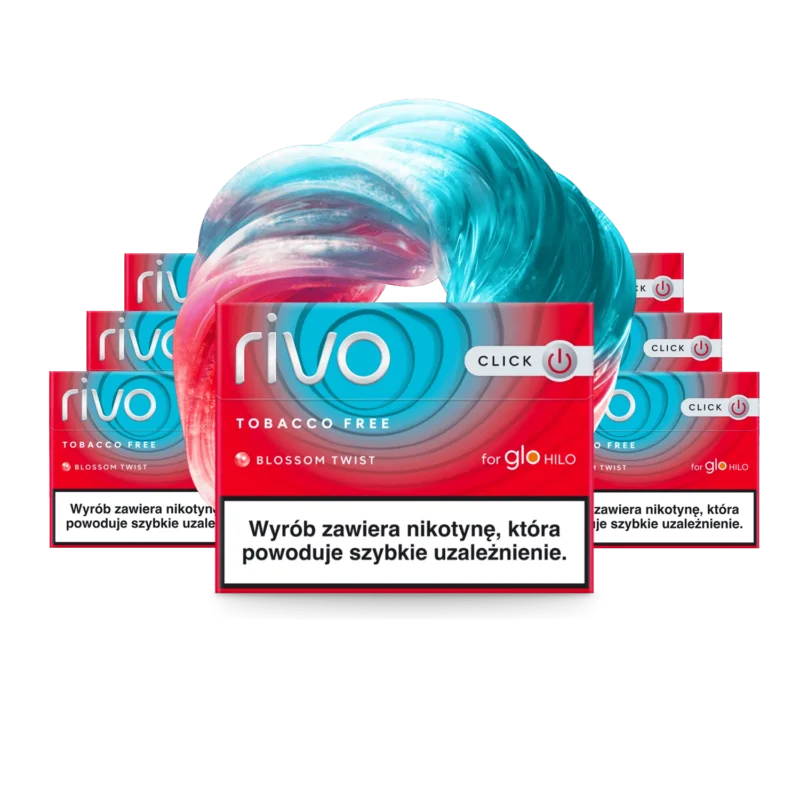 Rivo Blossom Twist carton — glo HILO cherry-coconut rooibos sticks