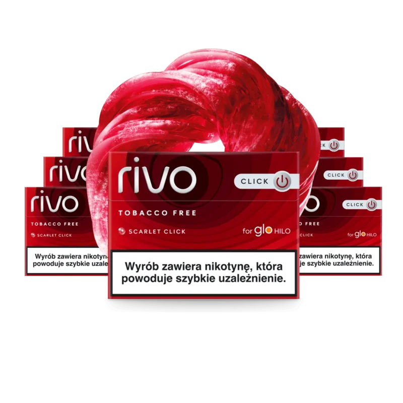 Rivo Scarlet Click carton — glo HILO red-berry capsule sticks