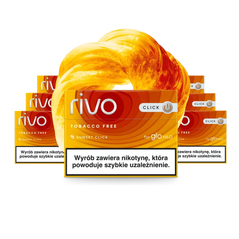 Rivo Sunset Click carton — glo HILO pineapple click-capsule sticks