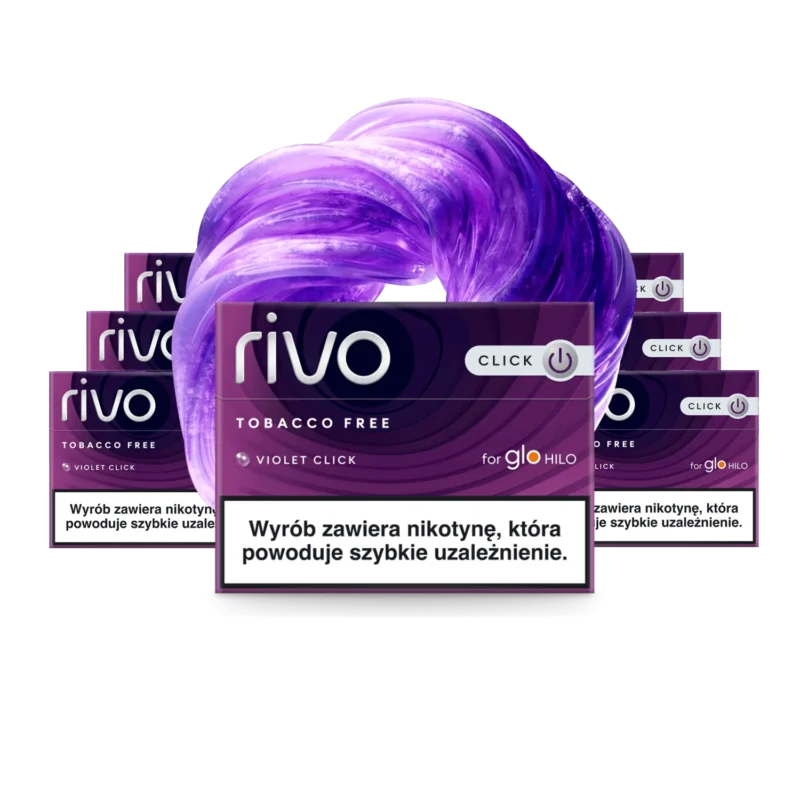 Rivo Violet Click carton — glo HILO rooibos blueberry capsule sticks